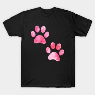 watercolour puppy paws watercolor dog paw pink T-Shirt